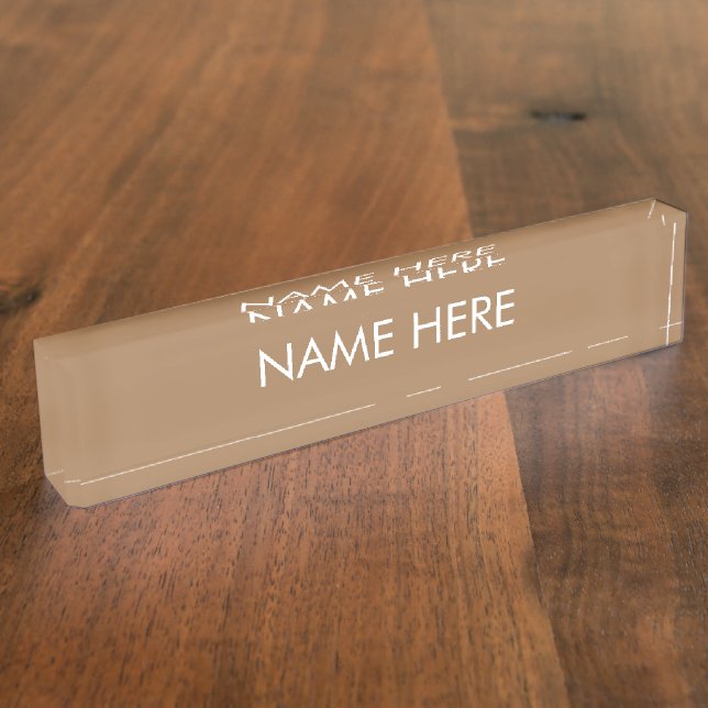 customise, change name text light brown white nameplate (Side)