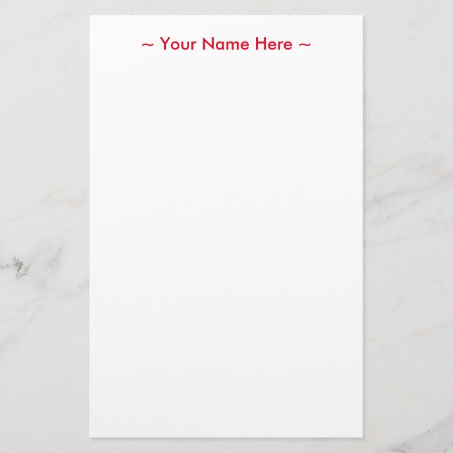 customise change name text red white stationery (Front)