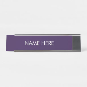 customise, change name text violet purple white desk name plate