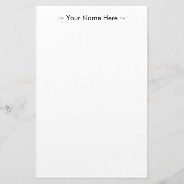 customise change name text white black stationery (Front)