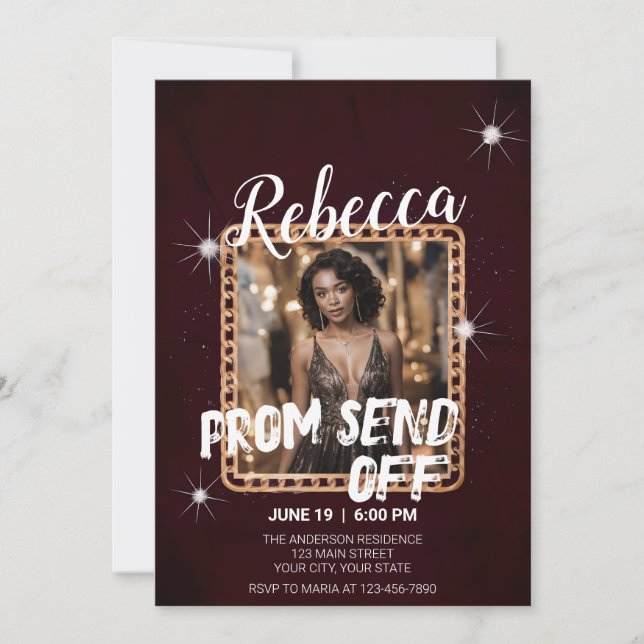 Customise Charming Prom Send Off Sparkling Chain Invitation (Front)