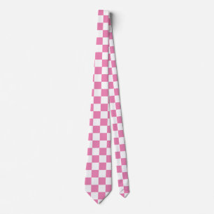 Customise Chequered Pink and White Tie