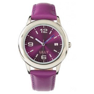 Customise Chic Monogram Girly Hot Pink Metal Watch