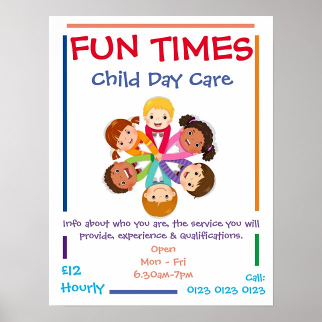 Customise Child Day Care Poster (Front)