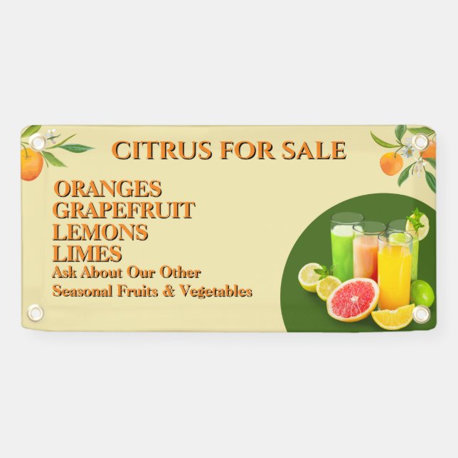 Customise Citrus For Sale Fruit Stand Small  Banner (Horizontal)