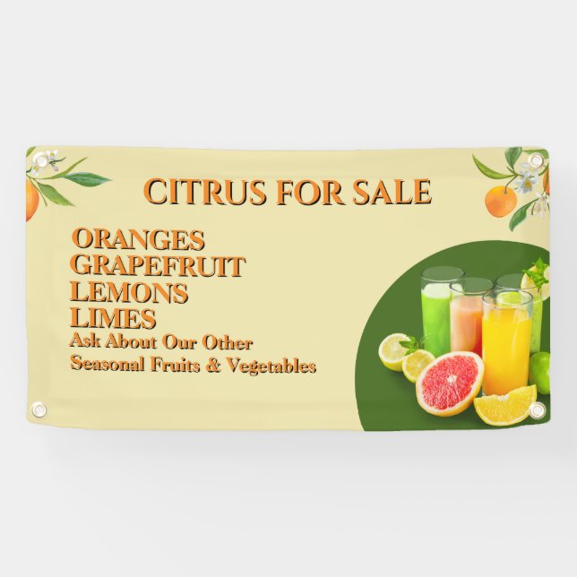 Customise Citrus For Sale Fruit Stand Small  Banner (Horizontal)