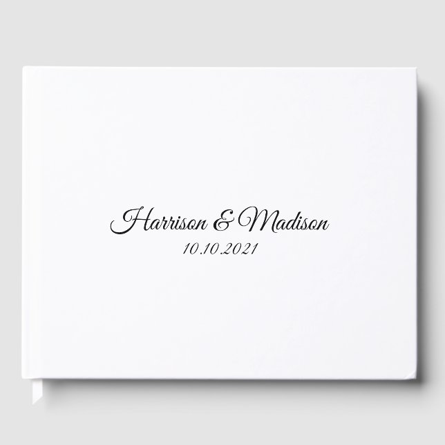 customise classic elegant text Wedding Guest Book (Front)