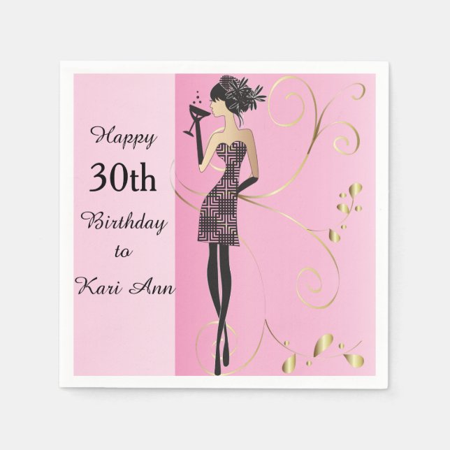 Customise Classy Birthday Girl Napkin (Front)