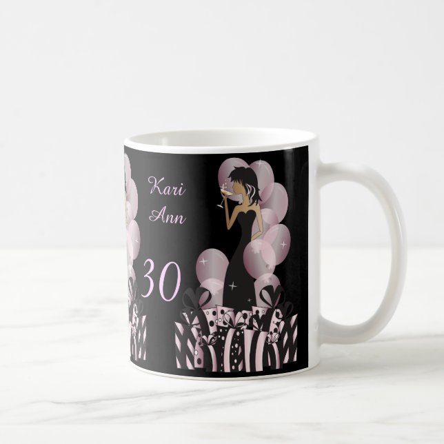 Customise Classy Diva Girl - Pink Coffee Mug (Right)