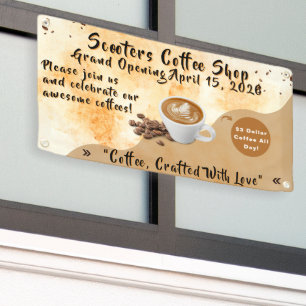 Customise Coffee Shop Grand Opening Special Day  Banner