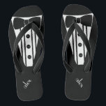 Customise Colour Tuxedo -Groomsmen Jandals<br><div class="desc">The perfect touch to your destination beach or poolside wedding. CUSTOMIZE THE COLOR- flip flops with a black formal tuxedo, white shirt and bow tie image. Your groomsmen will help you marry in style with these fashionable "Formal Tuxedo Flip-Flops" Add a matching wedding style for the bridesmaids! Please visit my...</div>