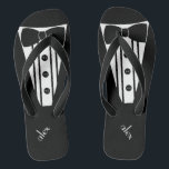 Customise Colour Tuxedo -Groomsmen Jandals<br><div class="desc">The perfect touch to your destination beach or poolside wedding. CUSTOMIZE THE COLOR- flip flops with a black formal tuxedo, white shirt and bow tie image. Your groomsmen will help you marry in style with these fashionable "Formal Tuxedo Flip-Flops" Add a matching wedding style for the bridesmaids! Please visit my...</div>