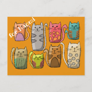 Customise colourful cats postcard