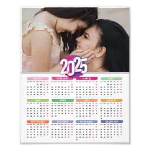 Customise Colourful Family Photo 2025 Calendar Print