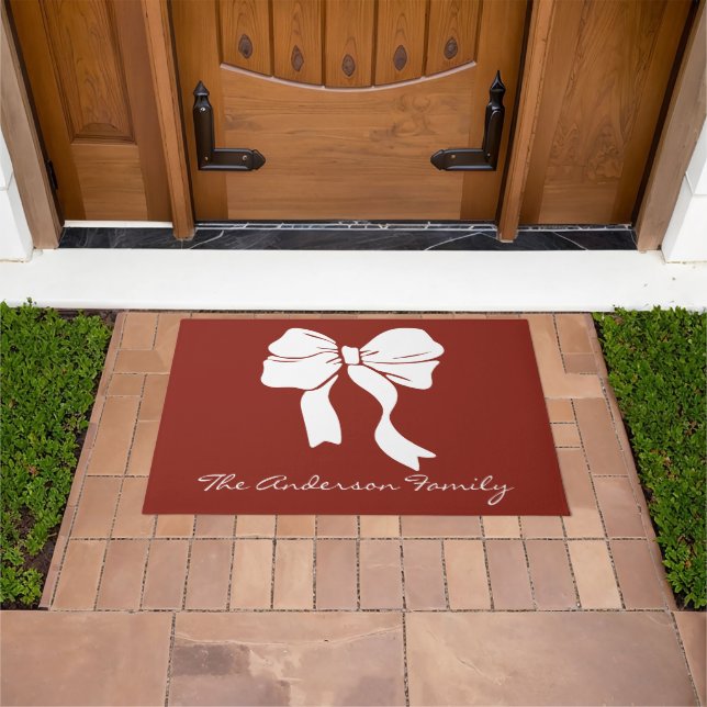 Customise Colours Personalised Ribbon Bow Doormat (Outdoor)