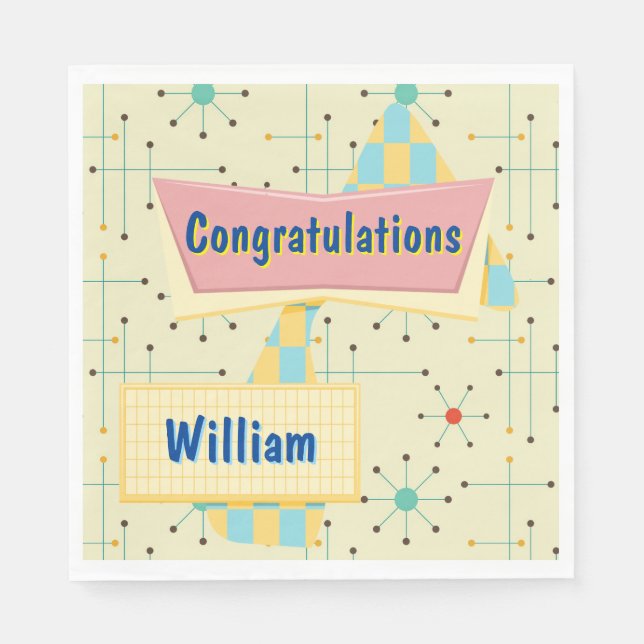 Customise Congratulations Retro Napkin (Front)