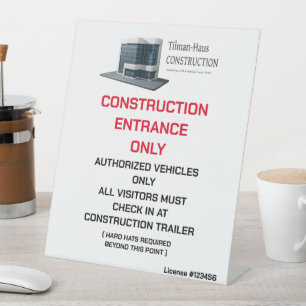 Customise Construction Contractor Logo Site Entran Pedestal Sign