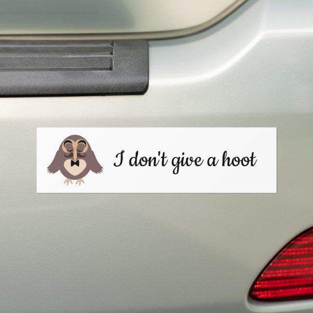 Customise cool brown owl moustache don't give hoot bumper sticker (On Car)