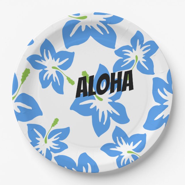 Customise Cool Hawaii Flowers Paper Plate (Front)