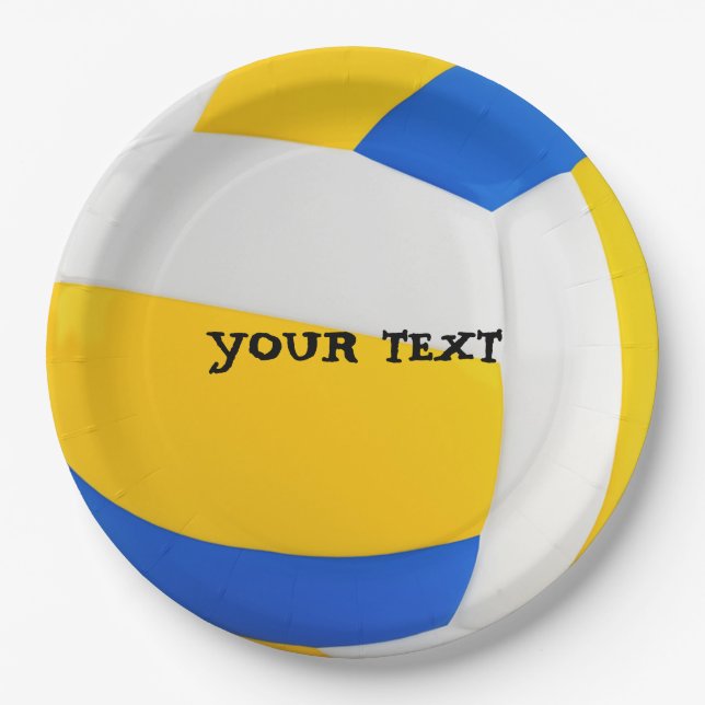 Customise Cool Volleyball Party Paper Plate (Front)