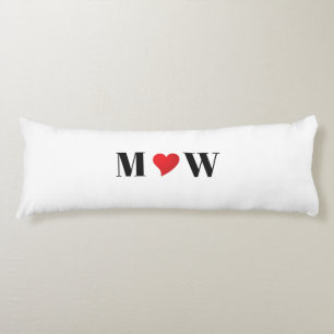 Customise couple initials A Loves B red heart Body Cushion