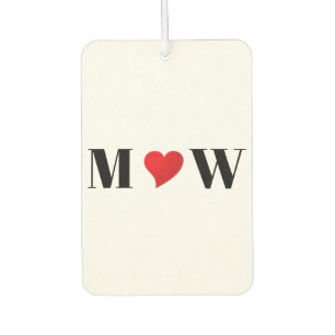 Customise Couple initials A Loves B red heart car Air Freshener