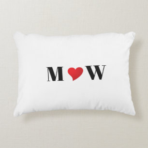 Customise couple initials A Loves B red heart Decorative Cushion