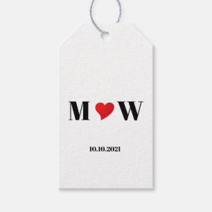 Customise Couple  initials A Loves B red heart Gift Tags