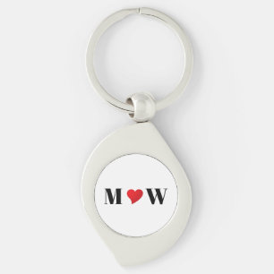 Customise Couple initials A Loves B red heart Key Ring