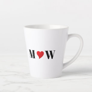 Customise Couple initials A Loves B red heart Latte Mug
