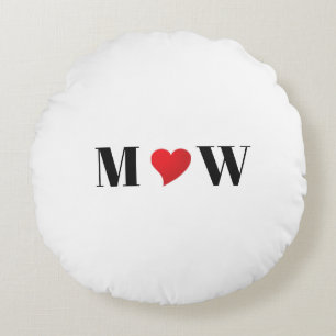 Customise couple initials A Loves B red heart Round Cushion