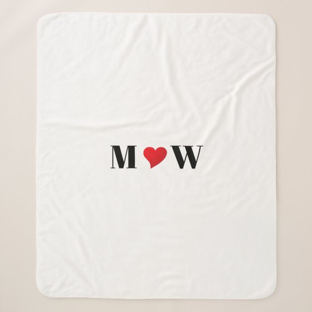 Customise Couple initials A Loves B red heart Sherpa Blanket (Front)