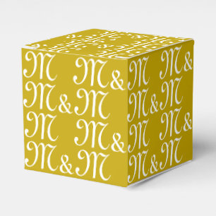 Customise couple's Initials monogram mustard gift Favour Box