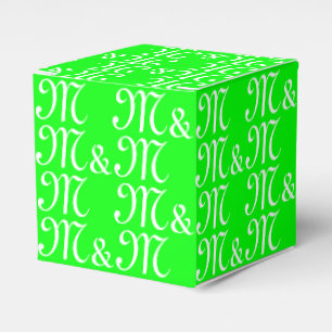 Customise couple's Initials monogram neon green Favour Box