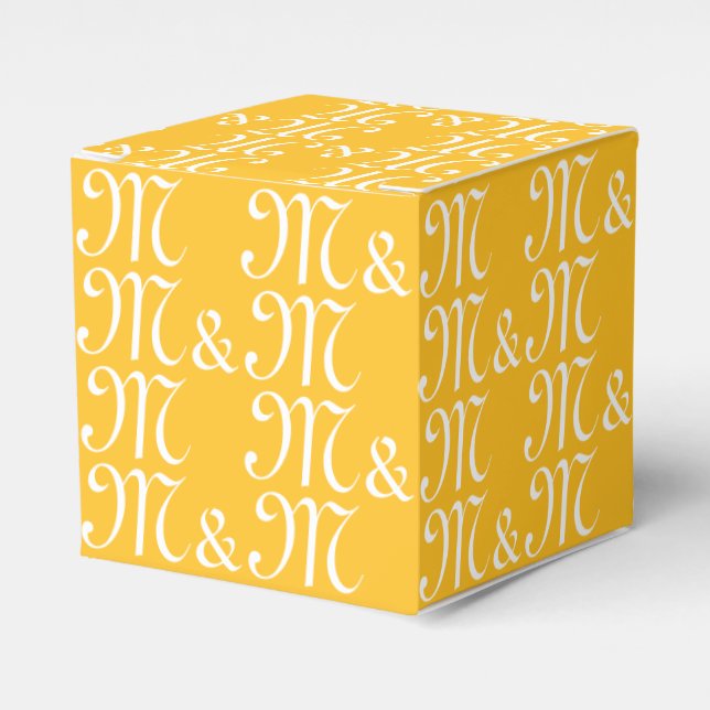 Customise couple's Initials monogram yellow gift Favour Box (Front Side)