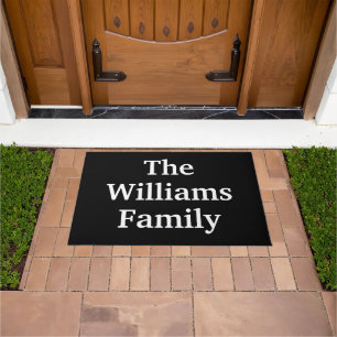 Customise Couple's last name family name black Doormat