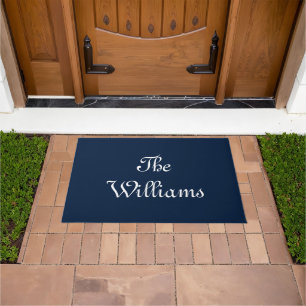 Customise Couple's last name family name navy blue Doormat