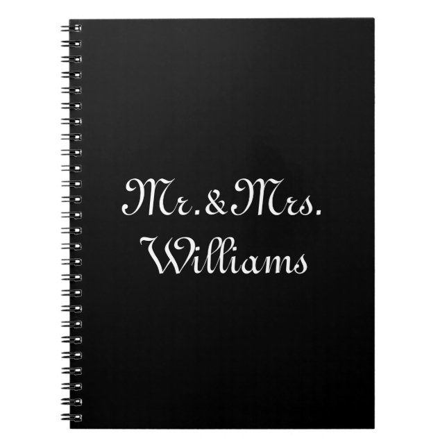 Customise Couple's last name, Mr. & Mrs. black Notebook (Front)