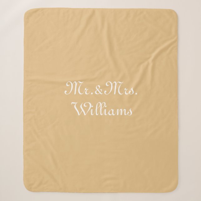 Customise Couple's last name, Mr. & Mrs. camel Sherpa Blanket (Front)