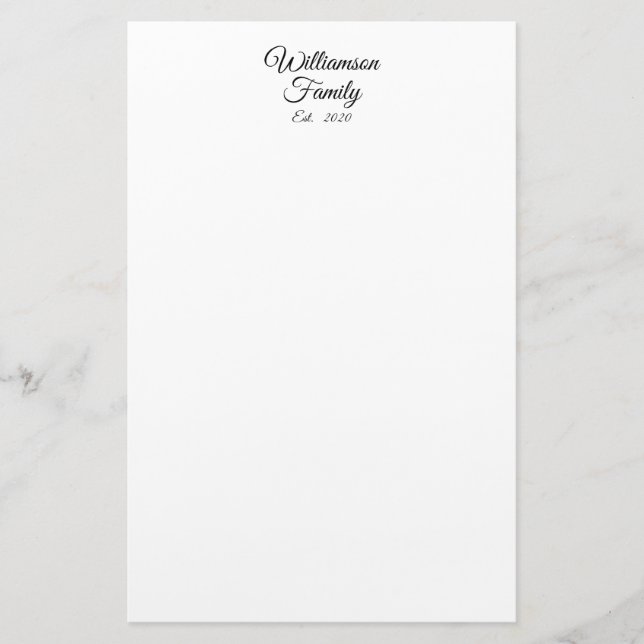 Customise Couple's last name, year, business Stationery (Front)