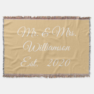 Customise Couple's last name, year, number camel Throw Blanket