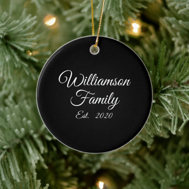 Customise Couple's last name, year, number Ceramic Tree Decoration (Tree)
