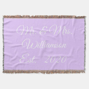 Customise Couple's last name, year number lavender Throw Blanket
