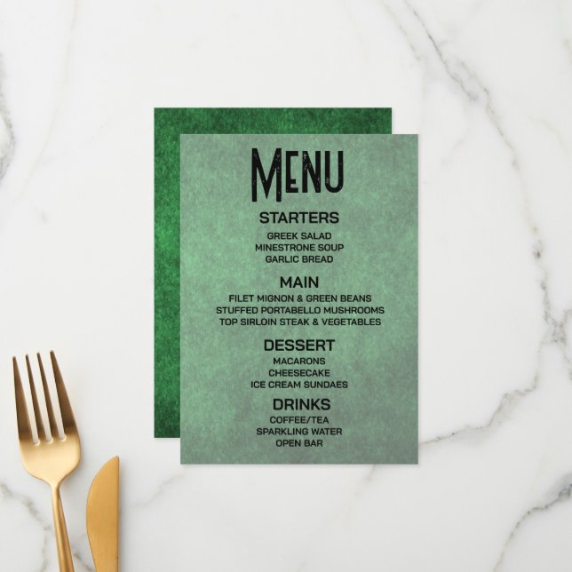 Customise - Create Your Own Green Grunge Texture Menu (Front/Back In Situ)