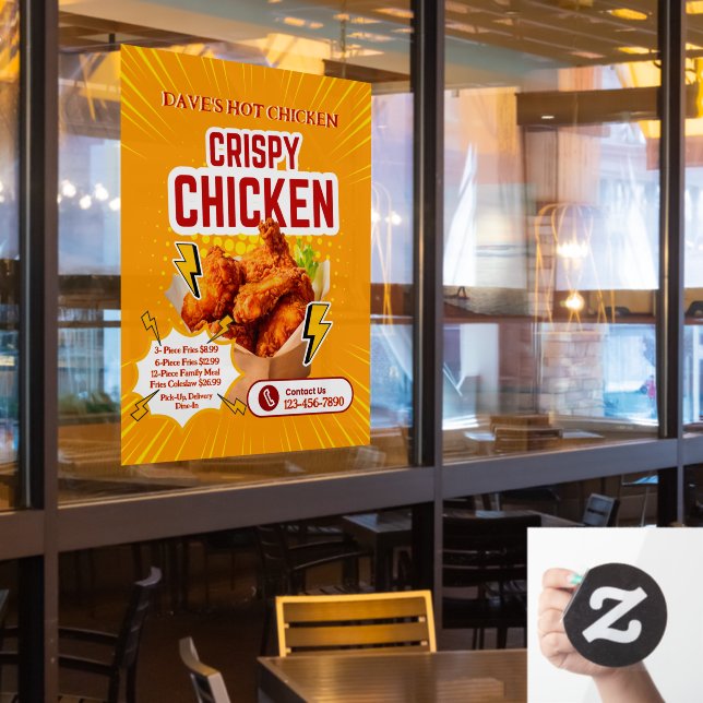 Customise Crispy Chicken Shop Price Menu Promo (Restaurant Window)