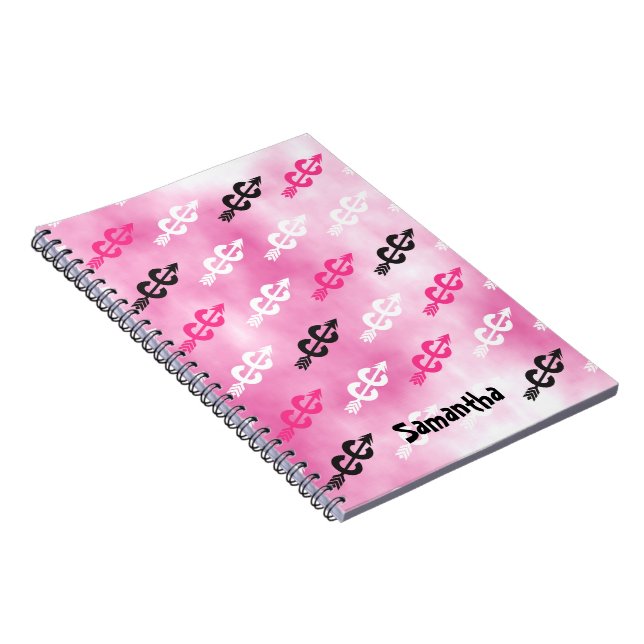 Customise - Cross Country Dazzle PINK Typography Spiral Notebook (Right Side)