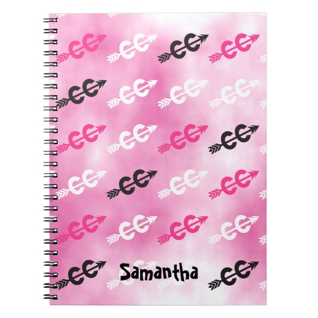 Customise - Cross Country Dazzle PINK Typography Spiral Notebook (Front)