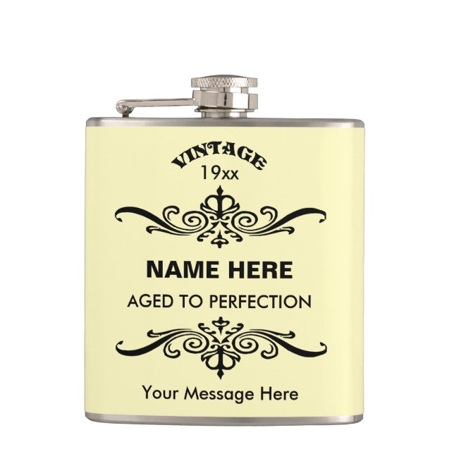 Customise cute birthday hip flask (Front)