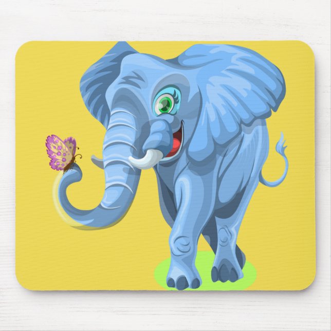 Customise Cute Blue Elephant Mouse Pad (Front)