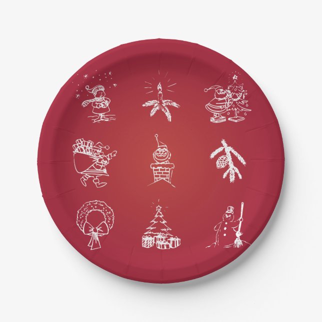 Customise Cute Christmas Design Paper Plate (Front)